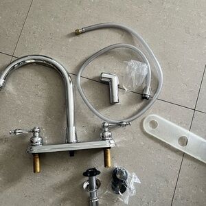 Chrome Two-Handle Kitchen Faucet with Side Spray